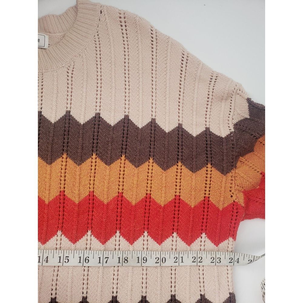 Ces Femme Colorful‎ Geometric Striped Oversized Knitted Sweater Loose Fit Sz S - Picture 7 of 9